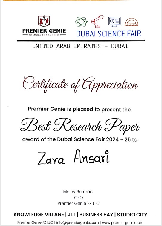 Best Research Paper Certificate